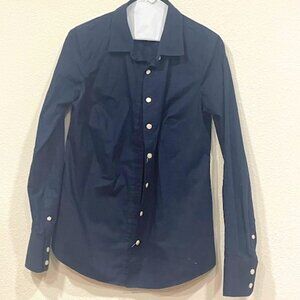 J.Crew navy blue long sleeve button up shirt w/ white buttons - XS